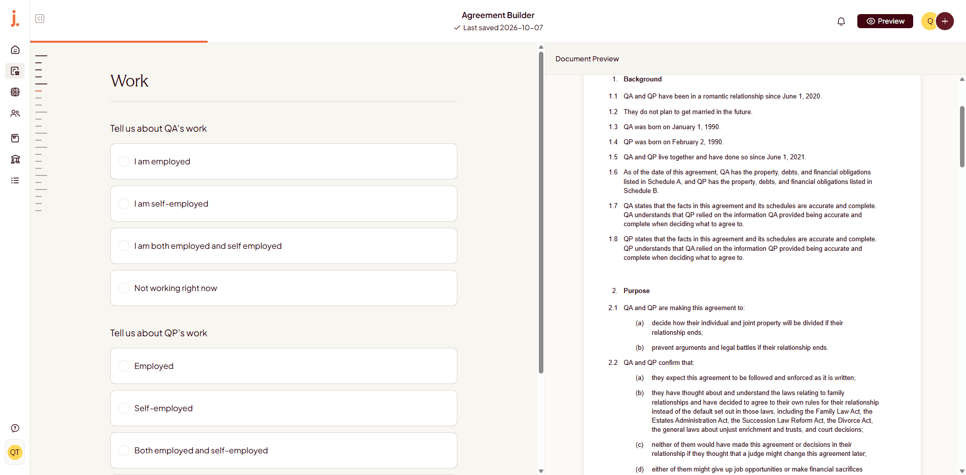The Jointly agreement builder