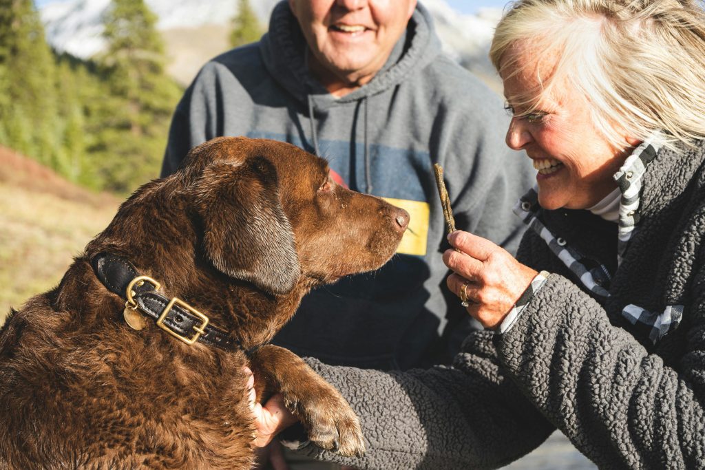 older couple with pet