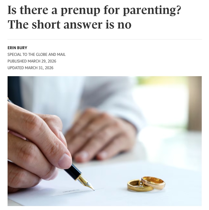 Jointly in The Globe And Mail: Is there a prenup for parenting? The short answer is no